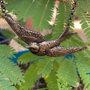 Swallow Necklace Distressed Warm Metal